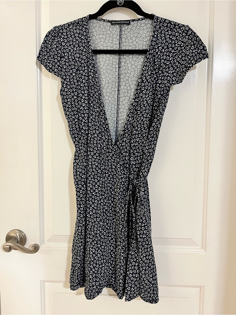 NWOT Brandy Melville Navy Mini Wrap Dress with White Floral Print
